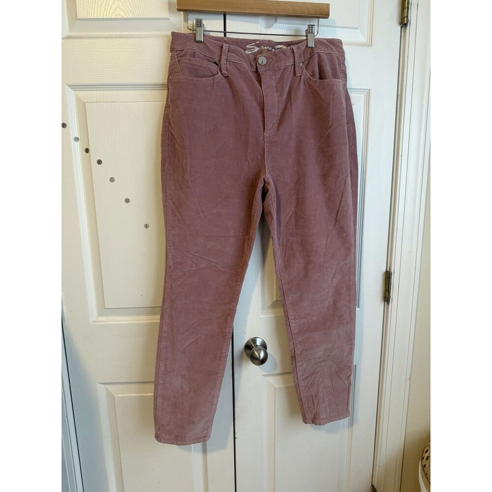Seven7 Womens Pink Cotton Blend Pockets High Rise Corduroy Skinny Pants Size 16